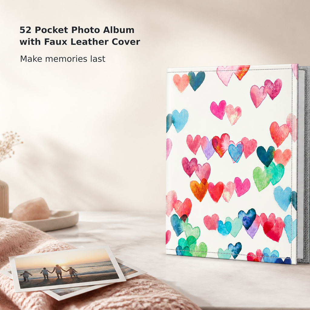 52-Pocket Faux Leather 4 × 6 Photo Album